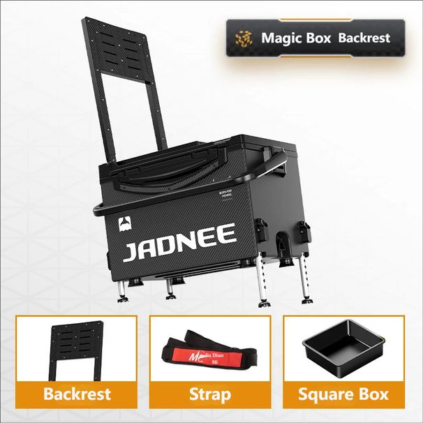 JADNNE Magic Cube Fishing Box Full Set, Multi‑Functional Sit‑on 29L Ultra‑Light New‑Style Fishing Box With Backrest_desvips.com