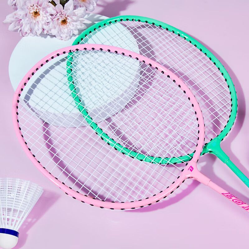 Red Happiness/DHS Badminton Pair For Beginners Double Racket Entry Training Alloy Model EG100 Pre-strung 2 Pieces_desvips.com