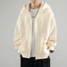 Heavyweight Cardigan Sweatshirt For Men, Spring And Autumn New Sports Jacket, Solid Color Hooded Casual Loose Top,_desvips.com