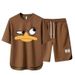 Men's Clothing 2024 Waffle Casual Summer Suit Men's Loose Teen Short sleeved T shirt Shorts Handsome Two piece Suit_desvips.com