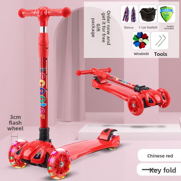 Baby Children's 2-12 Years Old Kids Flashing Wheel Kick Scooter Beginner_desvips.com