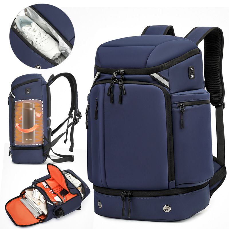 Men's Sports Travel Bag Large Capacity Shoe Compartment Multi Function Backpack_desvips.com