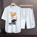 Men's Clothing 2024 Waffle Casual Summer Suit Men's Loose Teen Short sleeved T shirt Shorts Handsome Two piece Suit_desvips.com