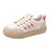 2025 Fashion Round Toe Retro Thick Soled Board Sneakers Women Spring Autumn New Style Fashionable Flat Bottomed Casual Small White Running Shoes 35-40_desvips.com