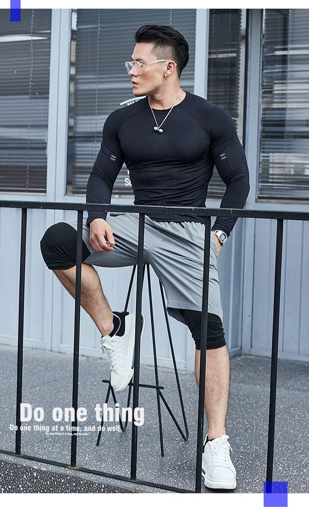 Quick Drying Basketball Tights Men's Sports Fitness Base Training Outdoor Competition Training Breathable Long Sleeved Compression Clothing_desvips.com