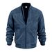 Men'S Fashion Suede Solid Color Zipper Jacket Casual Vintage Long Sleeve Cardigan_desvips.com