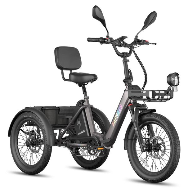 FAFREES F20 Mate II Electric Tricycle, 48V 21Ah Battery,Hydraulic Disc Brakes,Front & Rear Baskets_desvips.com