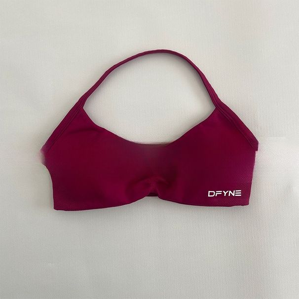 DFYNE High Elastic Ultra Fine Matte Nylon Halter Neck Bra And Panty Set Seamless Fitness Sports Bra Wholesale_desvips.com