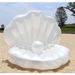 Inflatable Seashell Pool Float - Pearl Ball Lounger With Scallop Design, Trendy Party Float_desvips.com