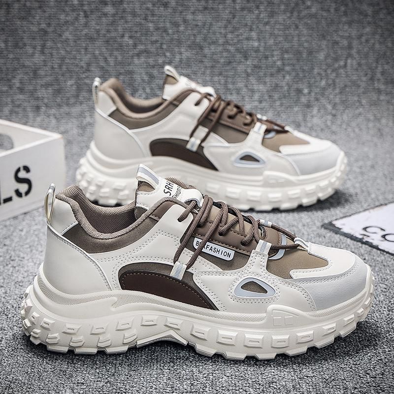 Autumn New Breathable White Men's Versatile Thick-Soled Non-Slip Sports Casual Dad Trendy Shoes_desvips.com