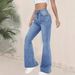 Women's High Waist Flare Jeans, Stretchy Slim Fit Denim Pants, Retro Bootcut Trousers For Daily Casual Wear_desvips.com