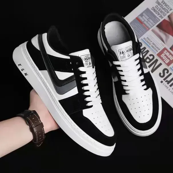 Free Shipping Spring/Summer New Men's Fashion Casual Board Color Blocking Lace Up Korean Versatile Trendy Shoes Flat_desvips.com