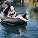 Inflatable Swan Pool Float - Elegant Gold & White Ride-On Swan Lounger For Adults_desvips.com