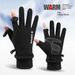 Men's Winter Fleece Gloves – Touchscreen, Windproof & Thermal For Driving, Skiing, Cycling (One Size, Black/Grey, Flip-Cap & Full-Finger Styles)_desvips.com