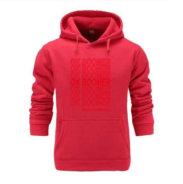 Men's OK BOOMER Statement Hoodie, Attitude Graphic Fleece Pullover, Trendy Streetwear Sweatshirt_desvips.com
