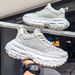 2027 Summer Fashion Sneakers Men PU+Mesh Low Top Lace-Up Breathable Thick Sole Height Increase Non-Slip Wear-Resistant Running Shoes_desvips.com