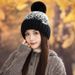 2023 Korean Syle Auumn Winer Cue Pom Cold-proof Fashion Jacquard Fleece-lined Warm Women Chrismas Casual Knied_desvips.com