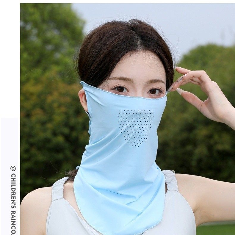 UPF50+ UV Face Mask With Neck Cover - Ice Silk Sun Protection For Golf & Cycling Breathable Outdoor Face Veil With UV Protection_desvips.com