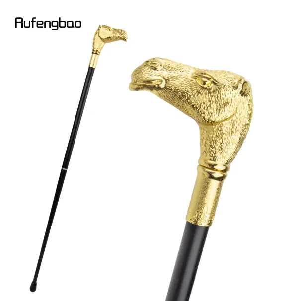 Golden Camel Head Walking Cane Fashion Walking Stick Gentleman Luxury Crosier Knob Walking Stick 93cm_desvips.com