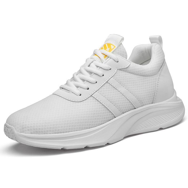 Summer New Breathable Fly Knit Men's White Sneakers, Korean Style Trendy Sports Casual , Height Increasing 8CM Mesh_desvips.com