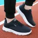 Men's Running Black PU Upper Flat Comfortable Walking Lightweight And Wide Footed Casual Sports Leather Shoes_desvips.com