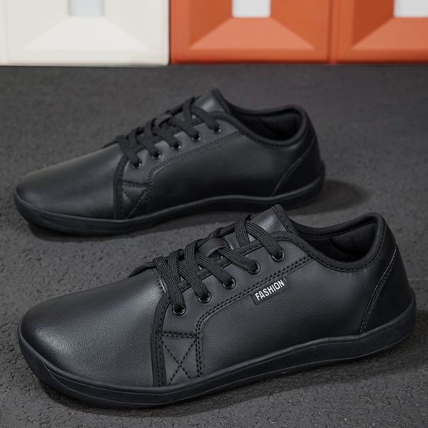 New Flat Men Brand Plus Size Suitable For Wide Footed PU Face Lace Up Black Couple Outdoor Casual Sports Shoes_desvips.com
