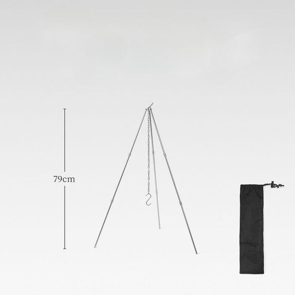 Outdoor Campfire Tripod Portable Camping Pot Cooking Utensil Hanging Triangle Stand_desvips.com