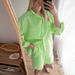 Women's Clothing Versatile Shirt Elastic Waist Shorts Cotton Linen Two Piece Set_desvips.com