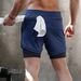 Breathable Quick-drying Sweatpants Men's Double-layer Trendy Summer Quick-drying Fitness Sports Quarter Shorts_desvips.com