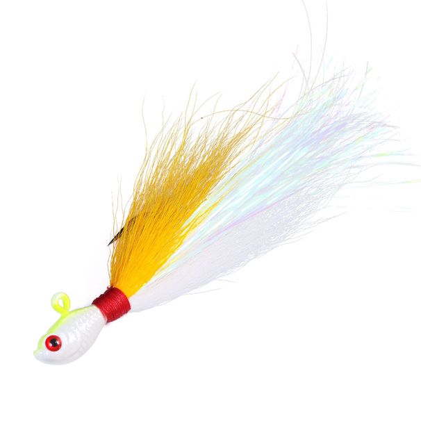 Bucktail Jigs Head Hook 3D Eyes Bait 7g 14g 28g 56g Deer Hair Feather Hook Beard Jigging Lure Fishing_desvips.com