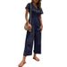 Women's casual commuting nine-point pants summer wide-leg jumpsuit women_desvips.com