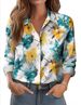 Women's Floral Print Button-Down Shirt, Long Sleeve V-Neck Blouse, Casual Loose Fit Top For Daily/Office/Summer, Lightweight & Breathabl Maglia Donna _desvips.com