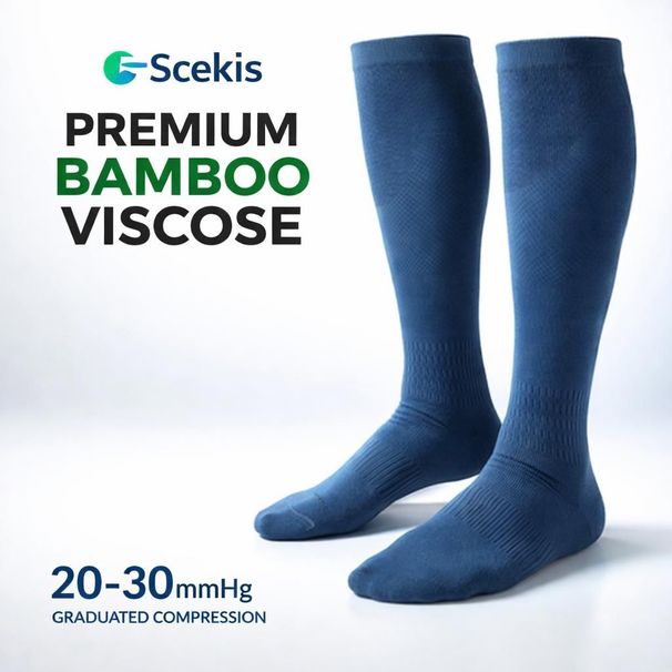 Bamboo Viscose Compression Socks Men Women 15 20 MmHg Knee High Soft Support For Daily Running Travel Work_desvips.com
