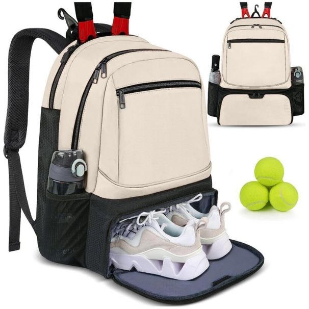 Waterproof Outdoor Sports Tennis Racket Lare Capacity Multi Function Backpack Independent Shoe Compartment Badminton_desvips.com