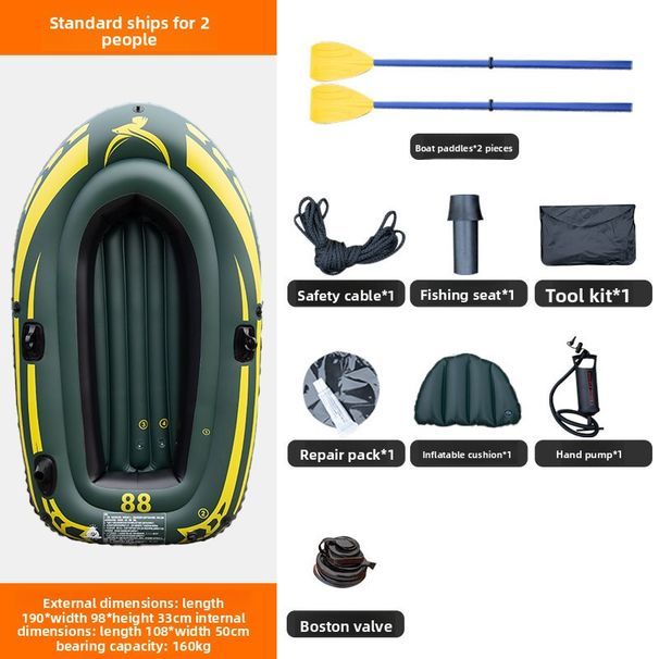 Inflatable Fishing Boat - Heavy-Duty Raft For Kayaking River Drifting & Water Sports (Portable Non-Slip Deck Includes Repair Kit & Pump)_desvips.com