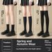 Calf Socks For Women Autumn And Winter Cotton Socks For Women's Pressure Slim Leg Socks Black And White Over The Knee Socks_desvips.com