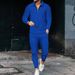 Men's Clothing texture suit long-sleeved polo suit sports pants fashion casual half zipper stand collar suit_desvips.com