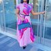 Women's Clothing spring and summer hot style printed short sleeved top half length pleated dress_desvips.com