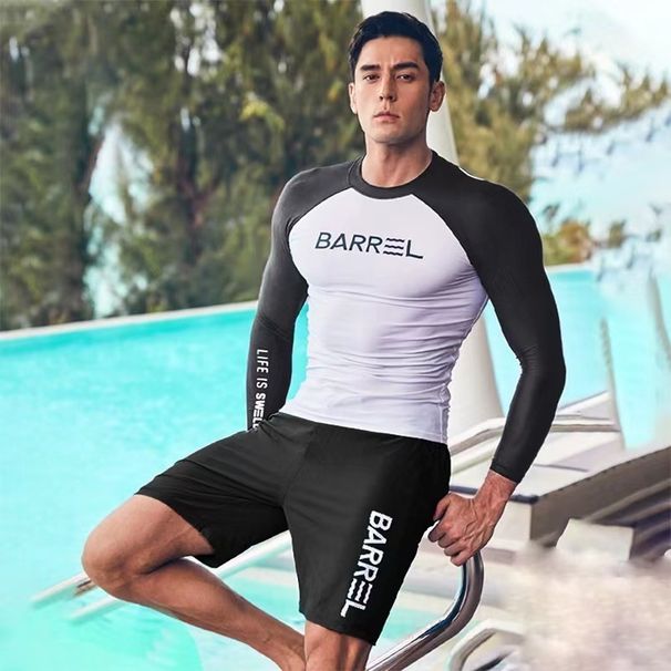Korean Diving Sun Protection Swimsuit Sleeve Long Pants Quick-Dry Jellyfish Suit Snorkeling Surfing Set Men's Swimwear_desvips.com