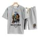 Men's Clothing waffle polo shirt short sleeved T shirt set summer loose clothes tops and pants suits for men_desvips.com
