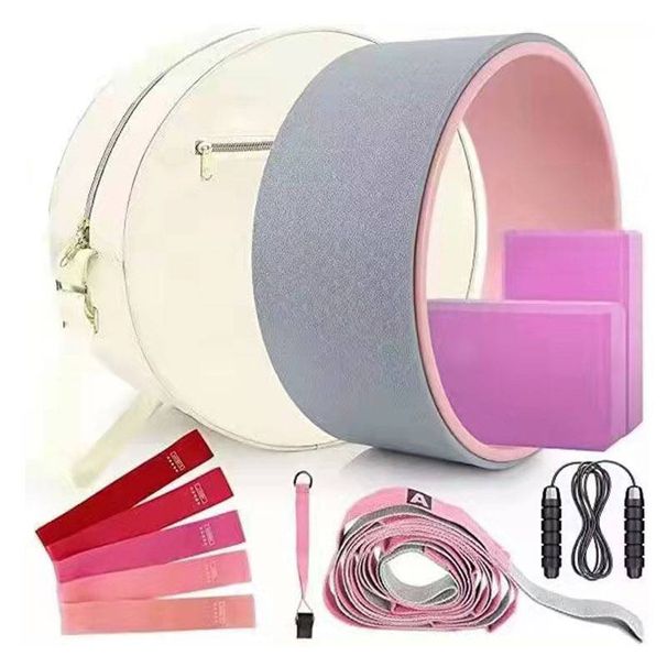 Yoga Wheel Open Back Pilates Ring Yoga Hip Pull with Door Buckle Dharma Wheel Yoga Brick Stretch Belt Set_desvips.com