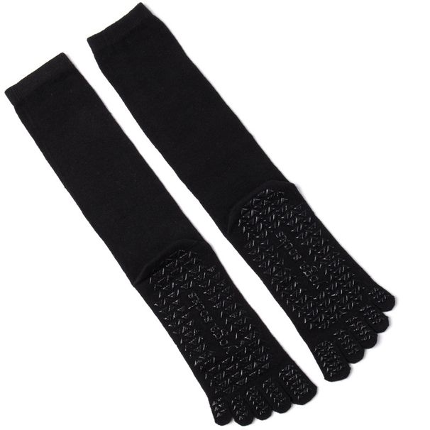 Men's Long Yoga Socks Winter Pilates Socks Five Finger Socks Medium Professional Sports Cotton Silicone Split Finger Socks_desvips.com