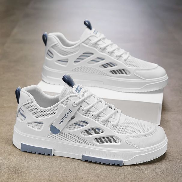 2025 New Breathable Mesh Shoes Men's Trend Versatile White Shoes Student Sports And Leisure Board Shoes Trendy Shoes_desvips.com