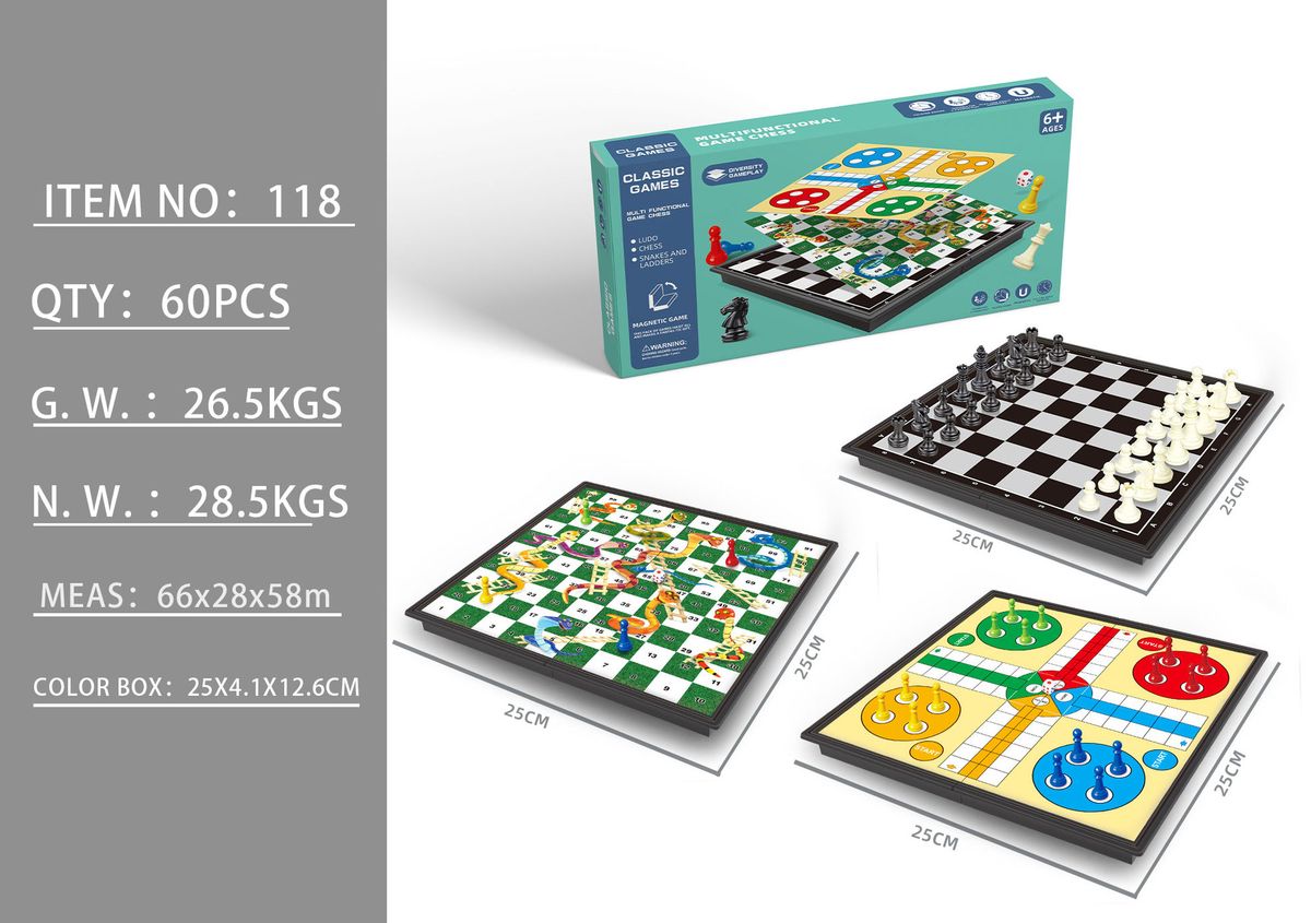 2026 Snake Chess Checkers All-in-One Magnetic Foldable Chessboard Children's Educational Toy Wholesale_desvips.com