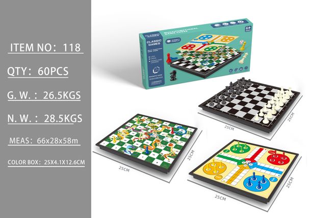 2026 Snake Chess Checkers All-in-One Magnetic Foldable Chessboard Children's Educational Toy Wholesale_desvips.com