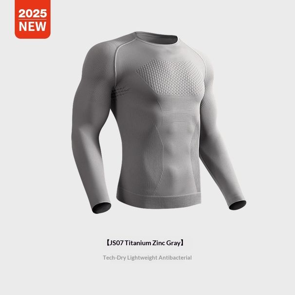 Seamless Men's Gymwear Quick Drying Sports Compression Top For Hiking, Running, And Training JS07_desvips.com