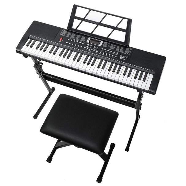 3 Modes D'enseignement Pour Débutants Banc De Piano, Haut-parleurs Intégrés Glarry GEP-110 Clavier À 61 Touches Avec Support De Piano Electronic Organ_desvips.com