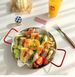 Stainless Steel Seafood Platter - Fried Chicken & Pasta Serving Tray With Red Handles (Multi-Purpose Appetizer/Dessert Plate)_desvips.com