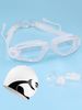 Silicone Anti Fog Swimming Goggles + Silicone Nose Clip Earplugs + Silicone Fishtail Cap 5 Piece Set_desvips.com