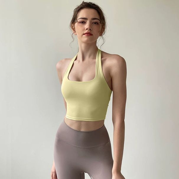High-intensity Sports Underwear Women Summer Sexy Neck Halter Beautiful Back Wear Running Shock-proof Gathering Short Yoga Bra_desvips.com